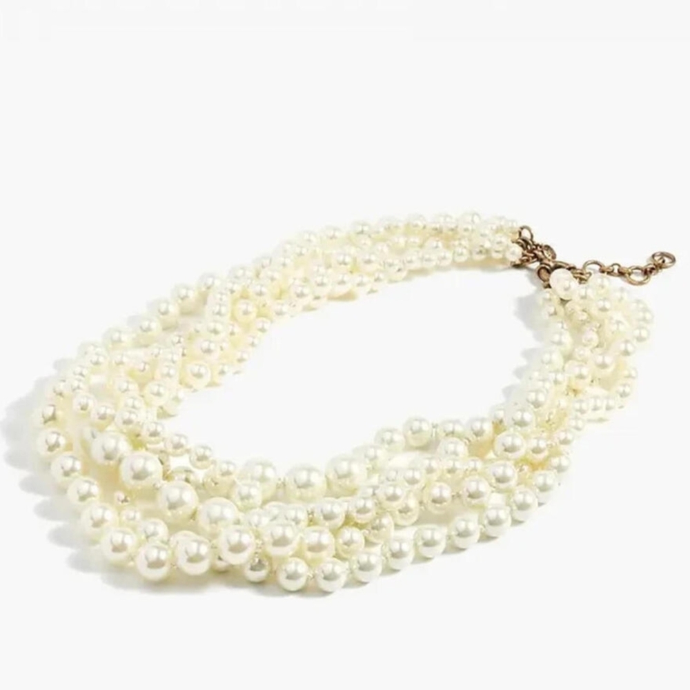 J. Crew White Pearl Twisted Hammock Statement Necklace